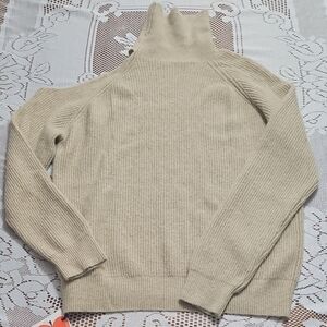NWT Cider Tan Off-the-Shoulder Sweater with Fine Gauge Knit